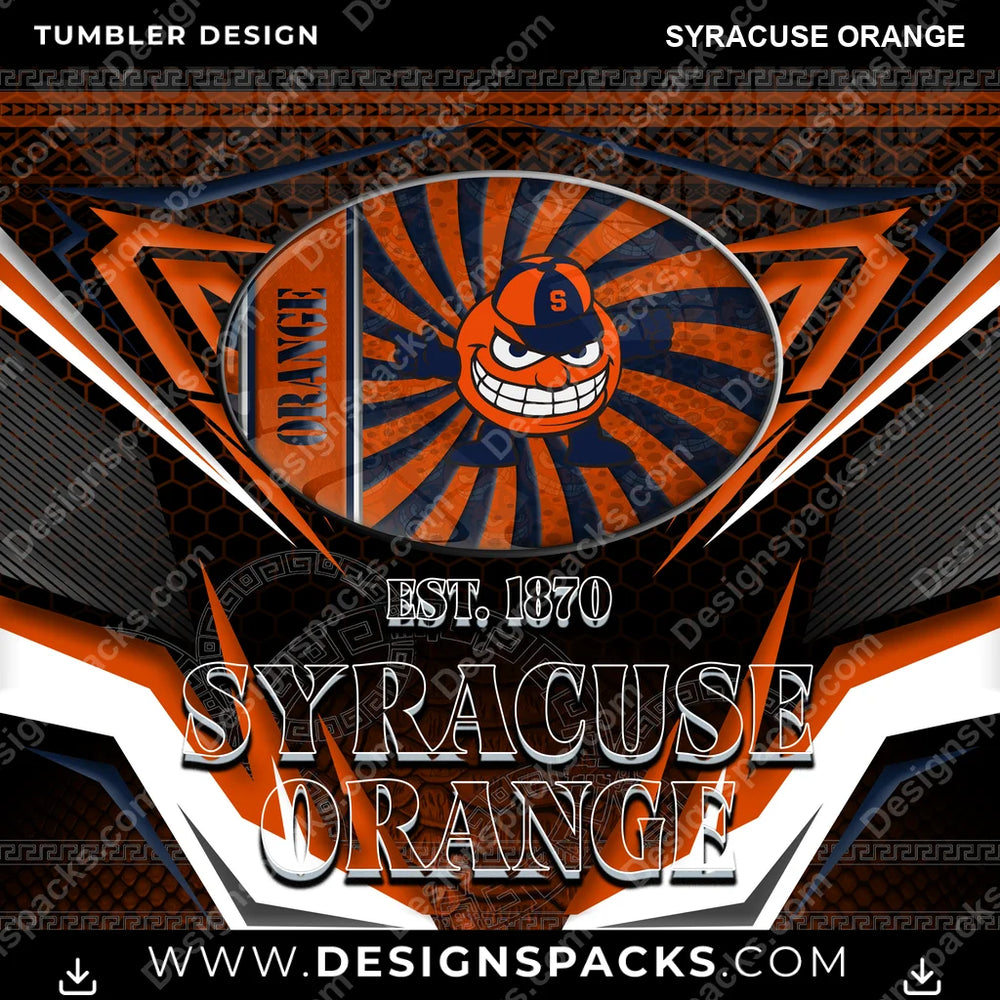 College Sport Tribal Syracuse Orange NCAA College Sport Tumbler Digital Wrap Design Download