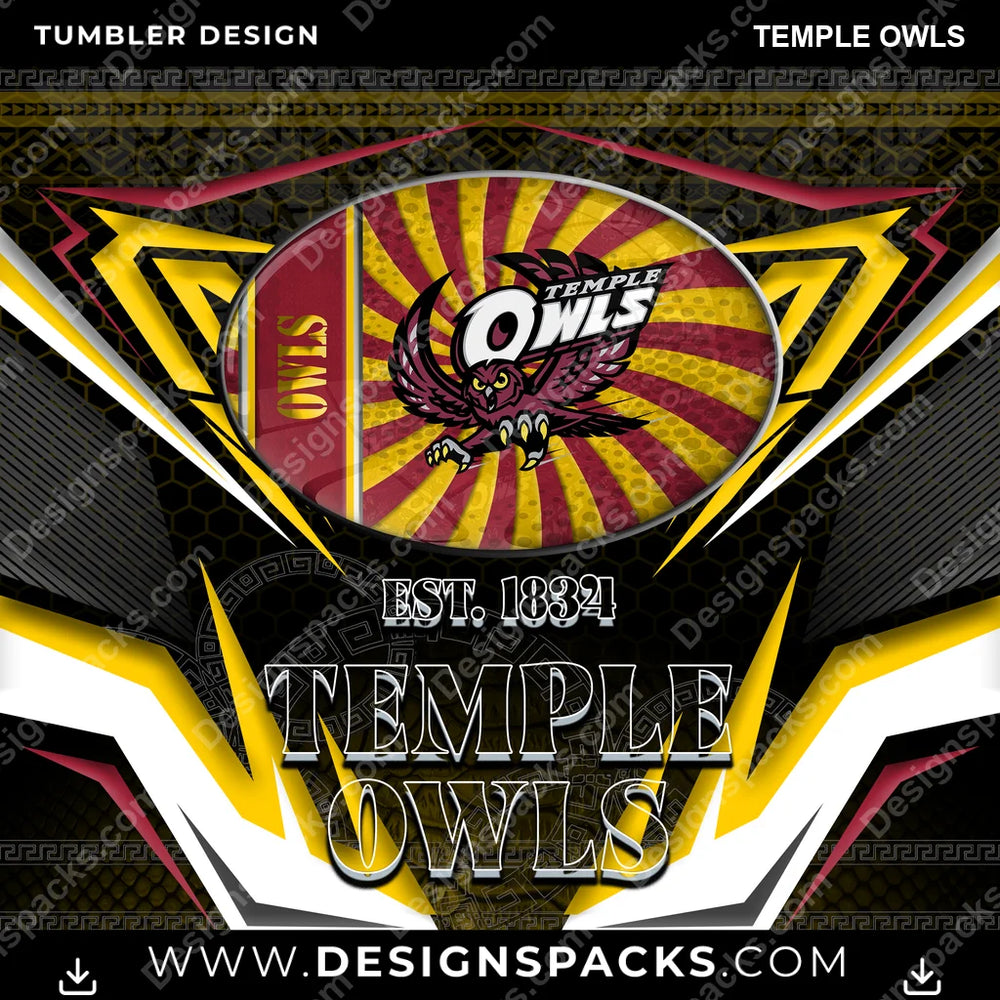 College Sport Tribal Temple Owls NCAA College Sport Tumbler Digital Wrap Design Download