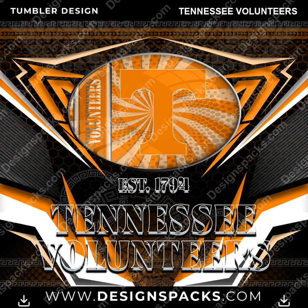 College Sport Tribal Tennessee Volunteers NCAA College Sport Tumbler Digital Wrap Design Download