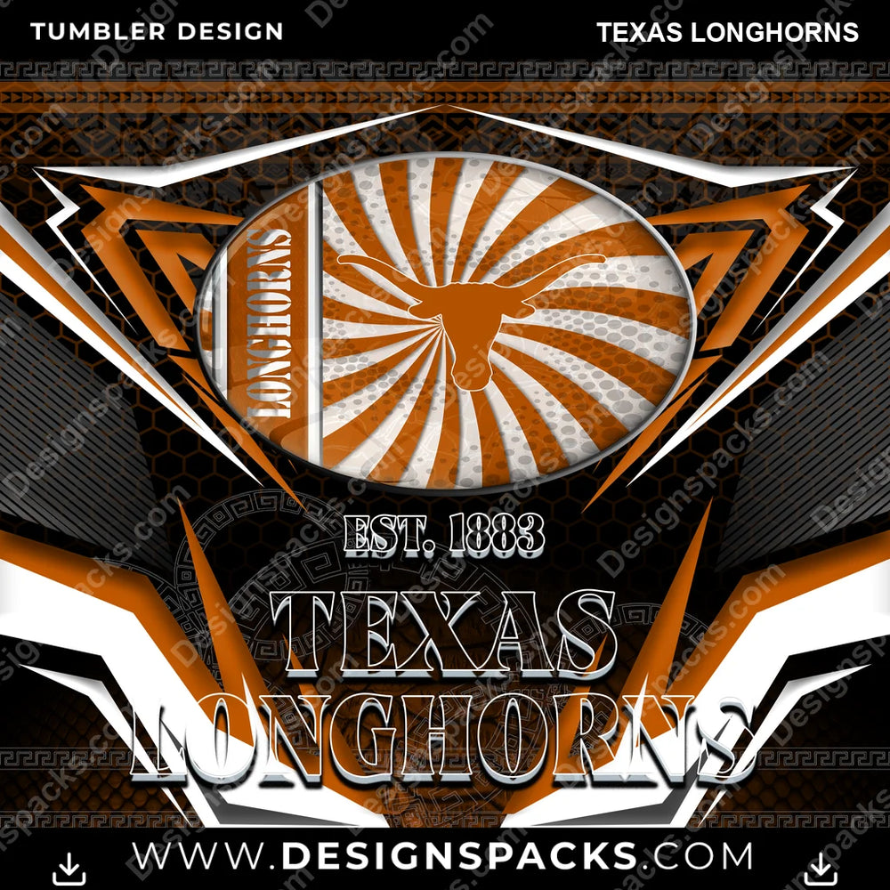 College Sport Tribal Texas Longhorns NCAA College Sport Tumbler Digital Wrap Design Download