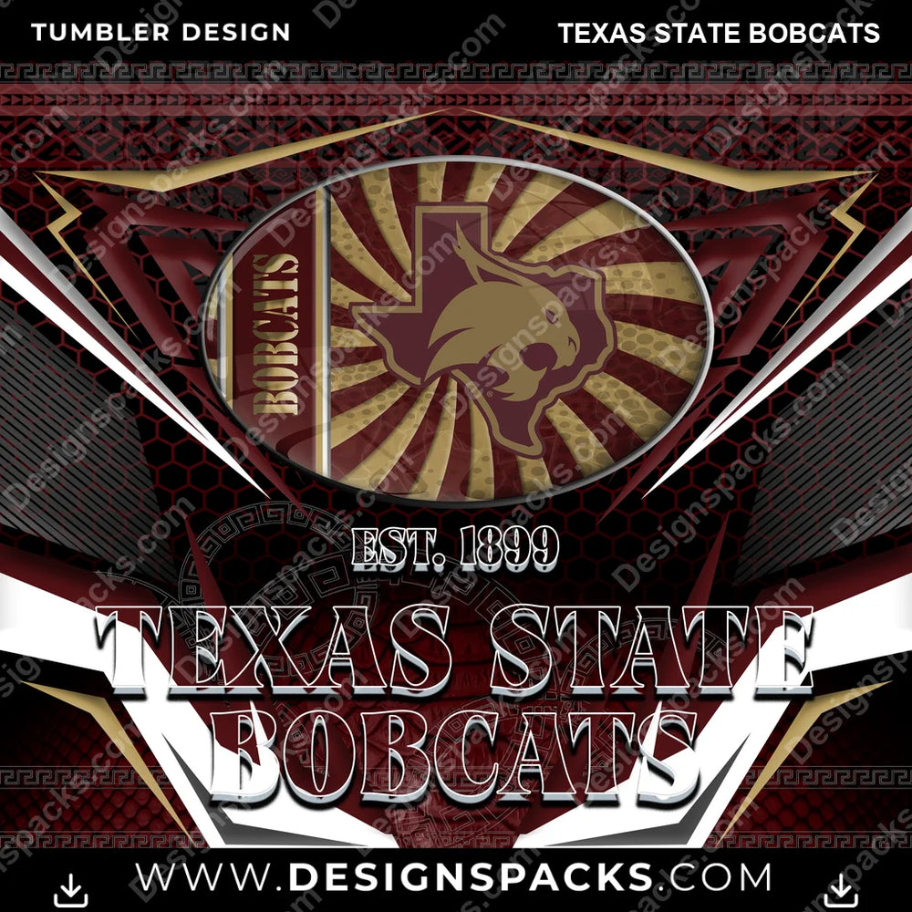 College Sport Tribal Texas State Bobcats NCAA College Sport Tumbler Digital Wrap Design Download