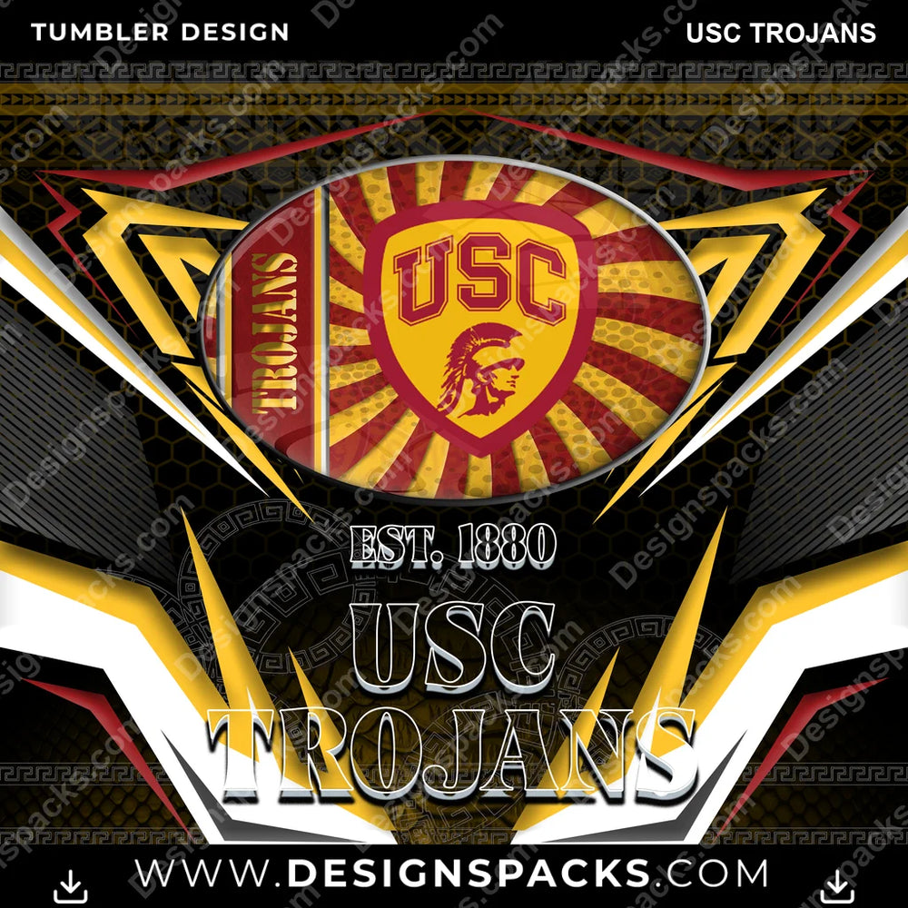 College Sport Tribal USC Trojans NCAA College Sport Tumbler Digital Wrap Design Download