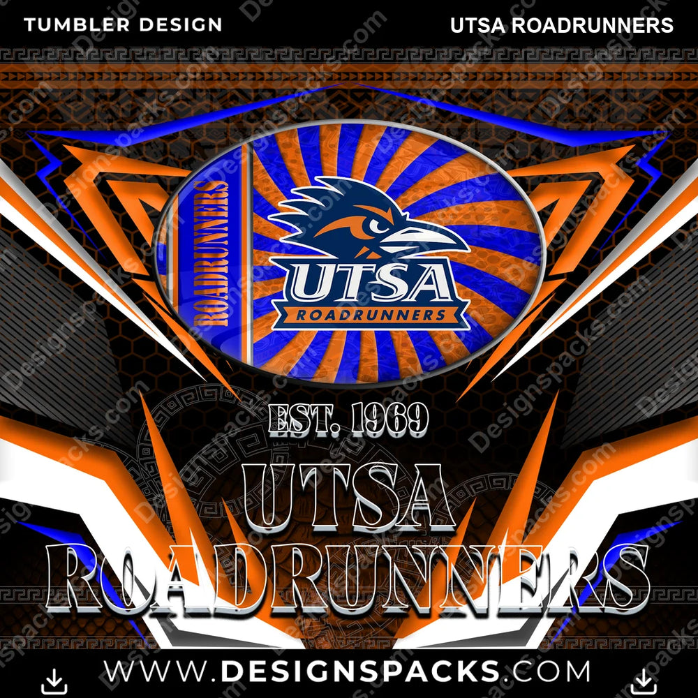 College Sport Tribal UTSA Roadrunners NCAA College Sport Tumbler Digital Wrap Design Download