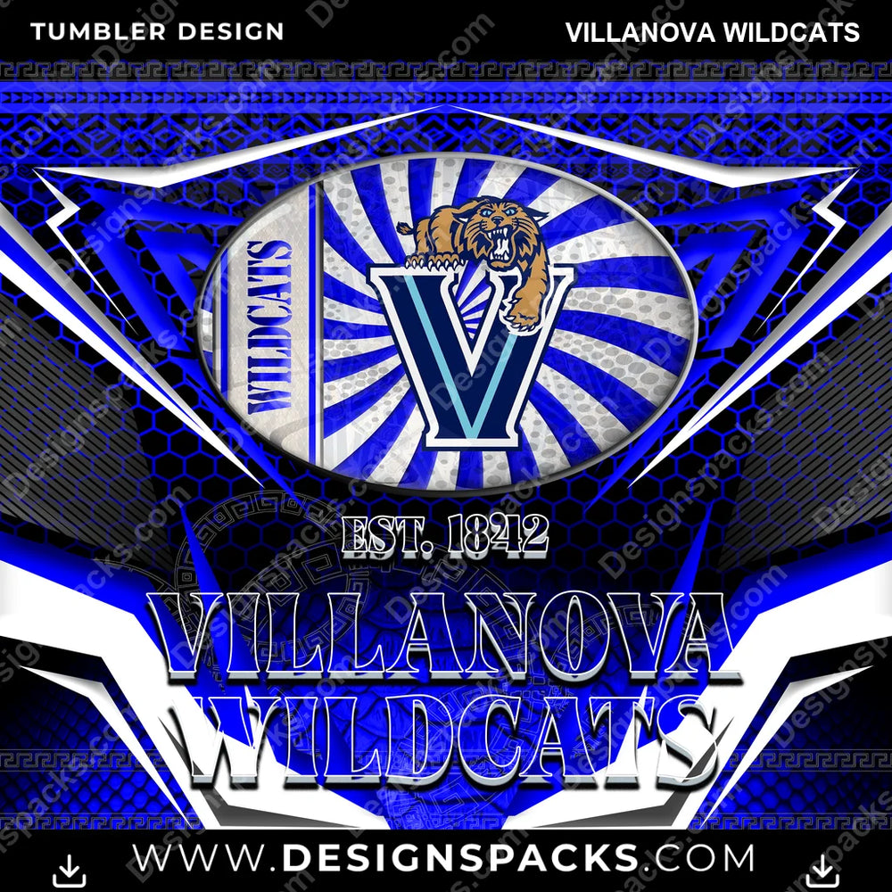 College Sport Tribal Villanova Wildcats NCAA College Sport Tumbler Digital Wrap Design Download