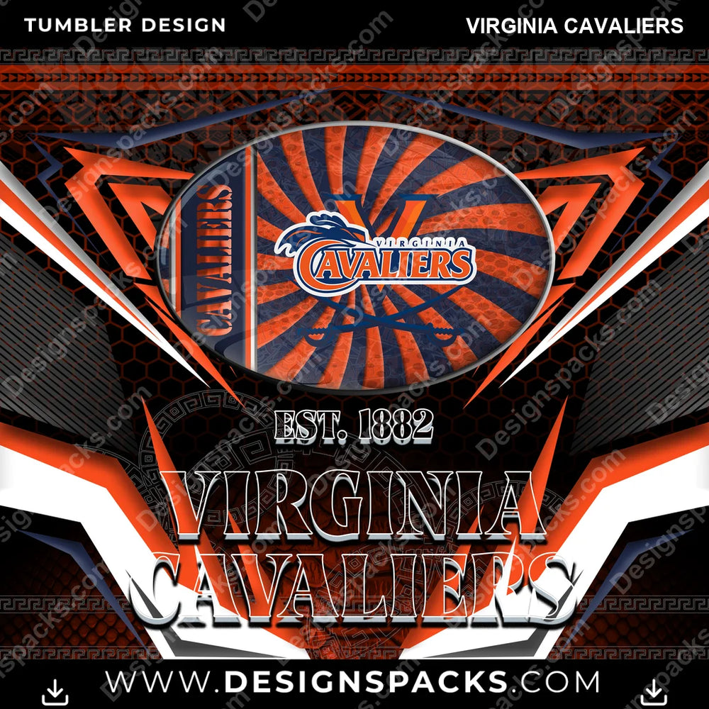 College Sport Tribal Virginia Cavaliers NCAA College Sport Tumbler Digital Wrap Design Download