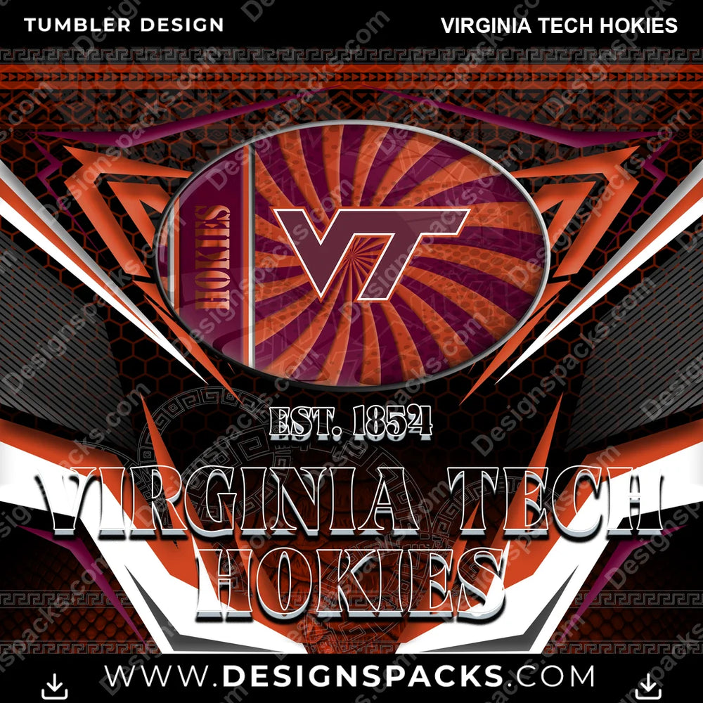 College Sport Tribal Virginia Tech Hokies NCAA College Sport Tumbler Digital Wrap Design Download