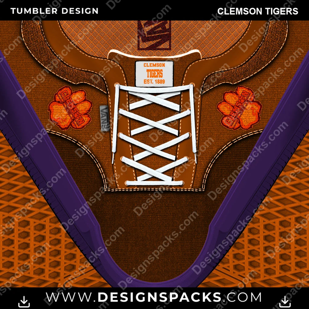 College Sport VANS Atwood DX Clemson Tigers NCAA College Sport Tumbler Digital Wrap Design Download