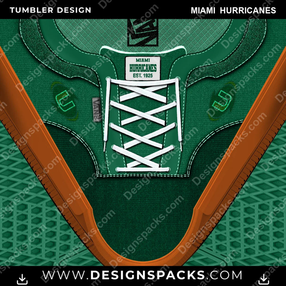College Sport VANS Atwood DX Miami Hurricanes NCAA College Sport Tumbler Digital Wrap Design Download