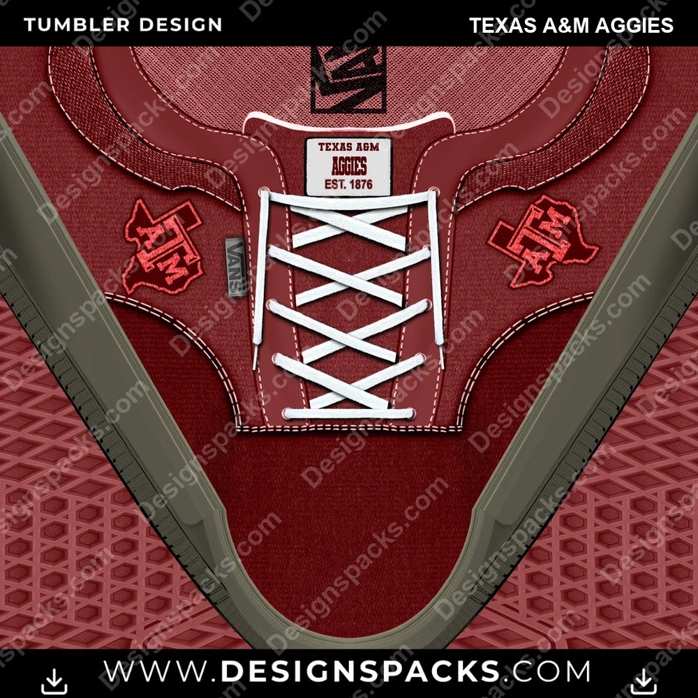 College Sport VANS Atwood DX Texas A&M Aggies NCAA College Sport Tumbler Digital Wrap Design Download