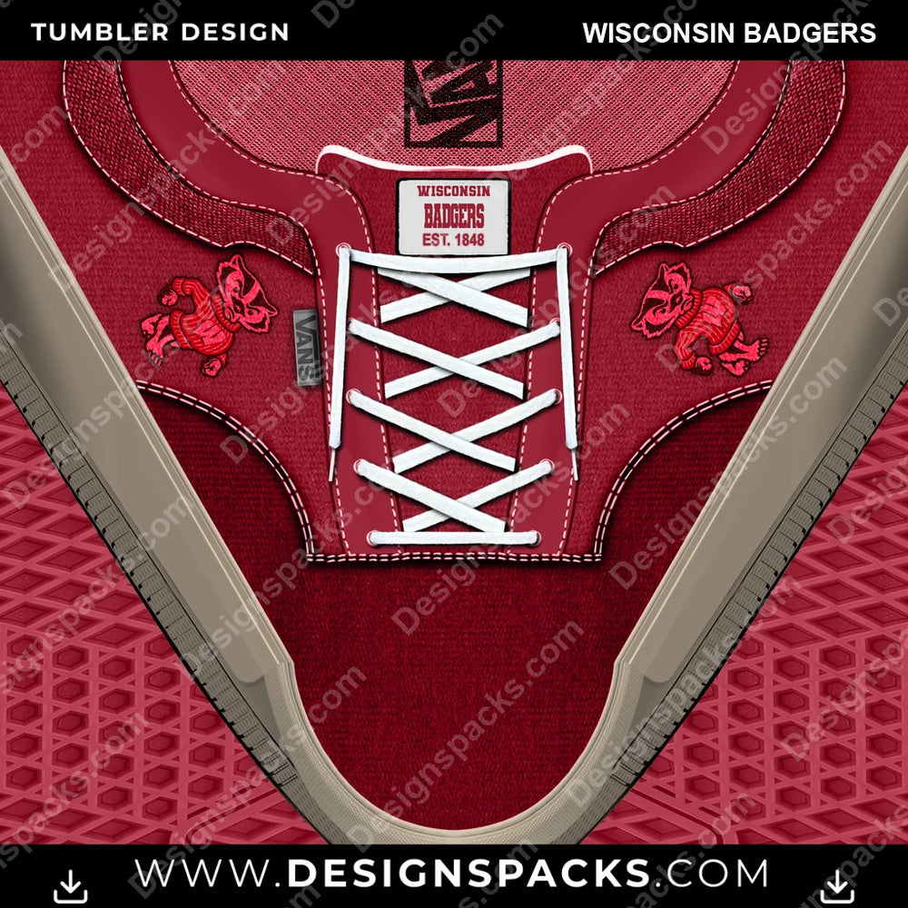 College Sport VANS Atwood DX Wisconsin Badgers NCAA College Sport Tumbler Digital Wrap Design Download