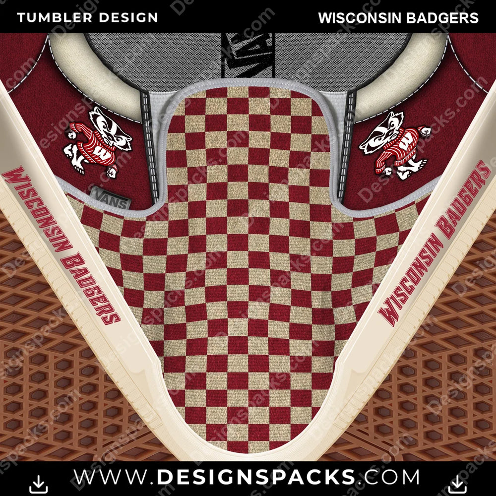 College Sport Vans Classic Wisconsin Badgers NCAA College Sport Tumbler Digital Wrap Design Download