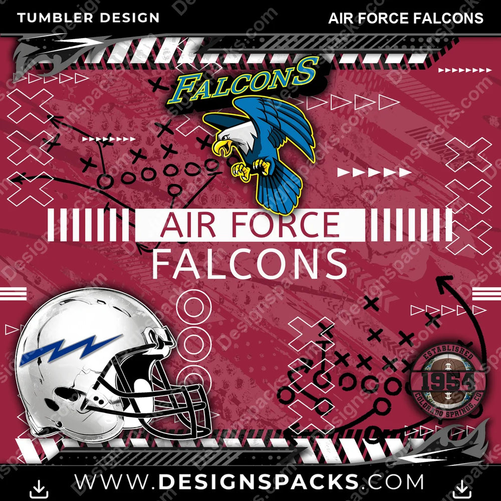 College Sport Xs & Os Air Force Falcons NCAA College Sport Tumbler Digital Wrap Design Download