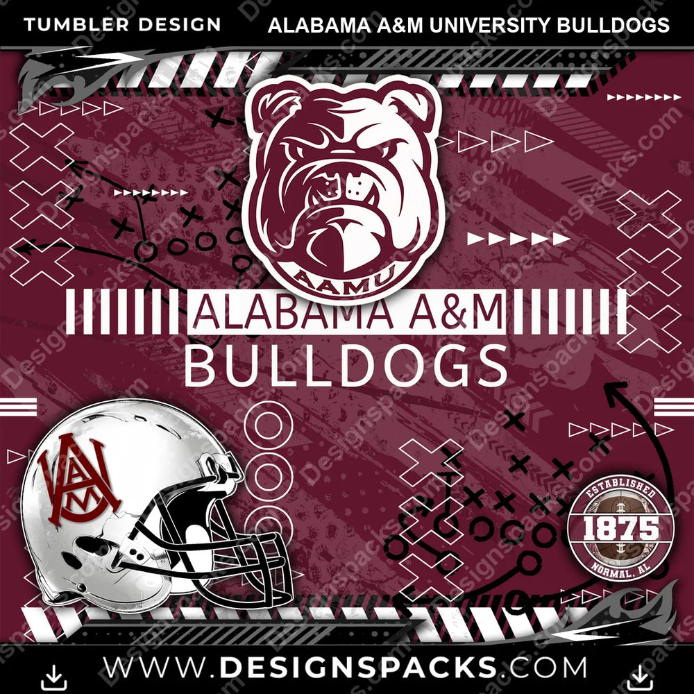 College Sport Xs & Os Alabama A&M University Bulldogs NCAA College Sport Tumbler Digital Wrap Design Download