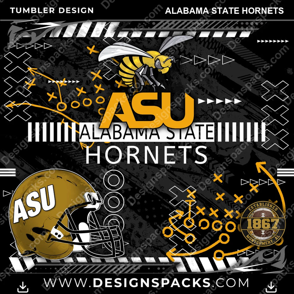 College Sport Xs & Os Alabama State Hornets NCAA College Sport Tumbler Digital Wrap Design Download