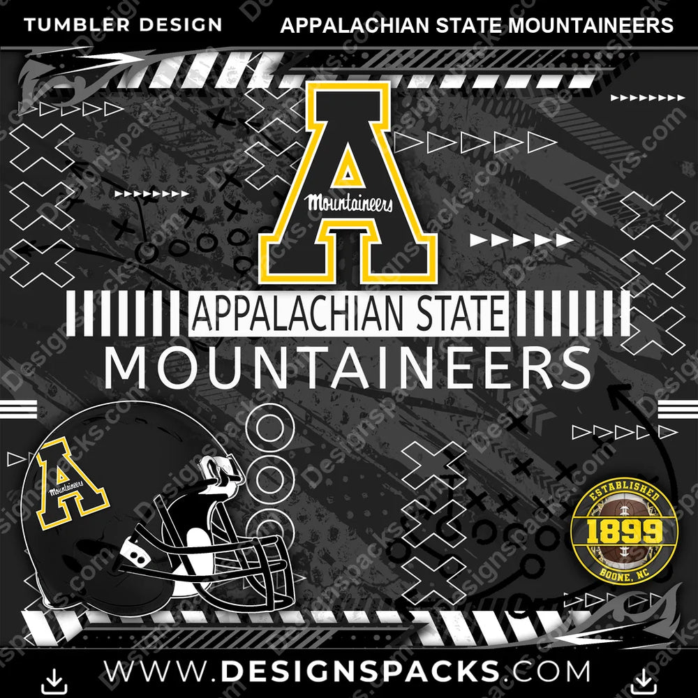 College Sport Xs & Os Appalachian State Mountaineers NCAA College Sport Tumbler Digital Wrap Design Download