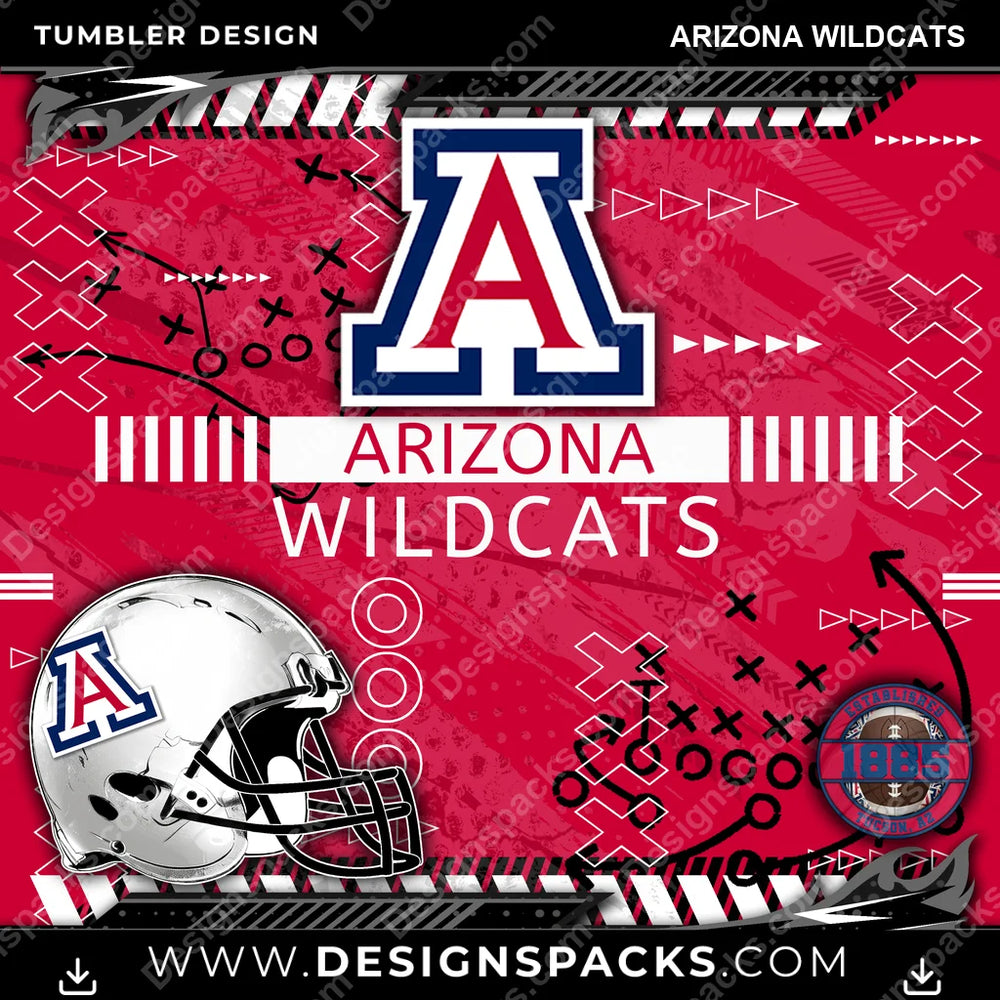 College Sport Xs & Os Arizona Wildcats NCAA College Sport Tumbler Digital Wrap Design Download