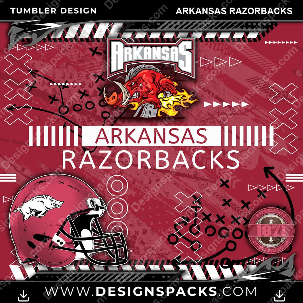 College Sport Xs & Os Arkansas Razorbacks NCAA College Sport Tumbler Digital Wrap Design Download