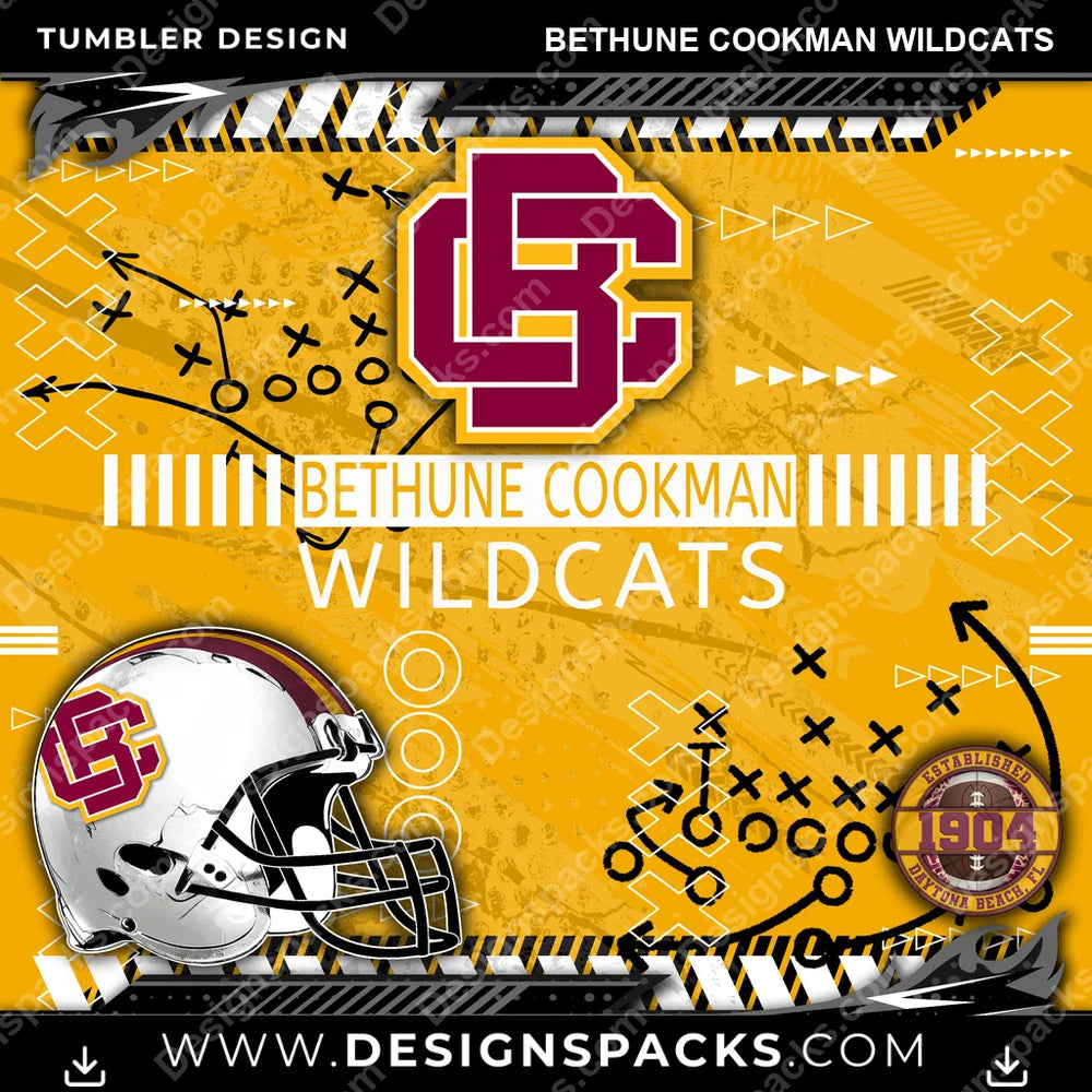 College Sport Xs & Os Bethune Cookman Wildcats NCAA College Sport Tumbler Digital Wrap Design Download