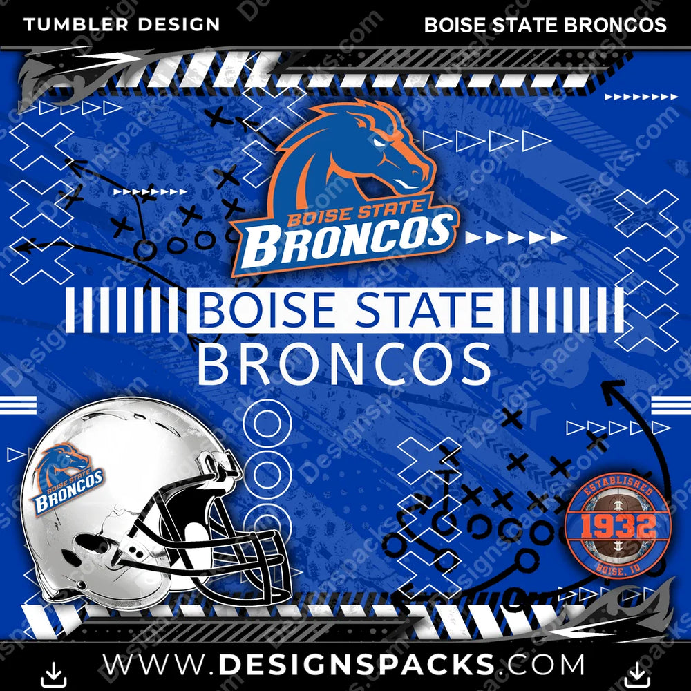 College Sport Xs & Os Boise State Broncos NCAA College Sport Tumbler Digital Wrap Design Download