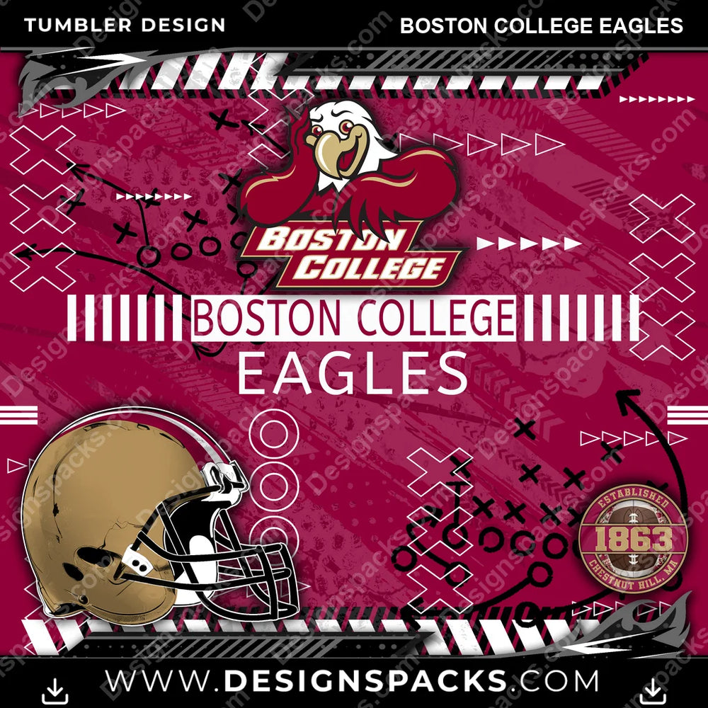 College Sport Xs & Os Boston College Eagles NCAA College Sport Tumbler Digital Wrap Design Download