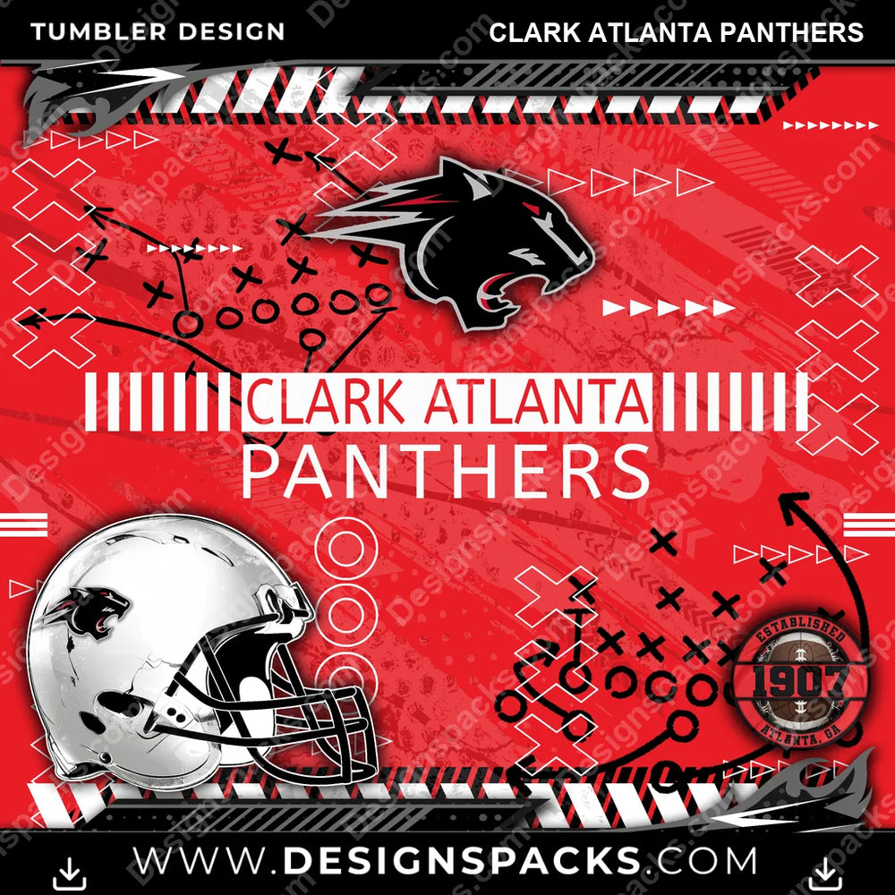 College Sport Xs & Os Clark Atlanta Panthers NCAA College Sport Tumbler Digital Wrap Design Download