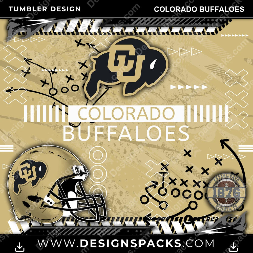 College Sport Xs & Os Colorado Buffaloes NCAA College Sport Tumbler Digital Wrap Design Download