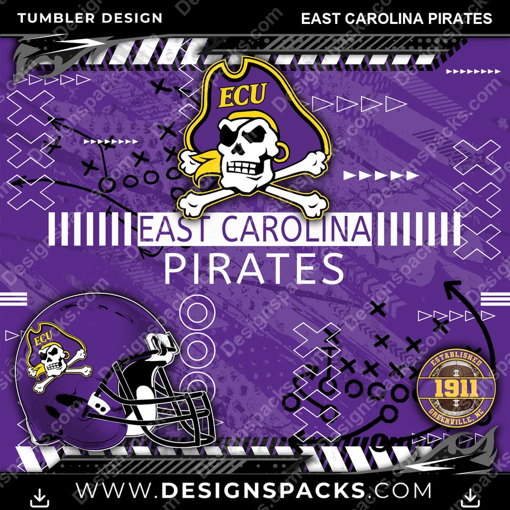 College Sport Xs & Os East Carolina Pirates NCAA College Sport Tumbler Digital Wrap Design Download