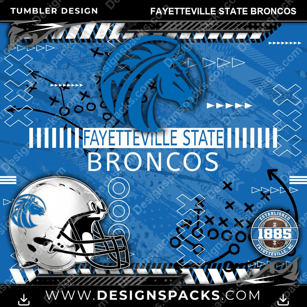 College Sport Xs & Os Fayetteville State Broncos NCAA College Sport Tumbler Digital Wrap Design Download