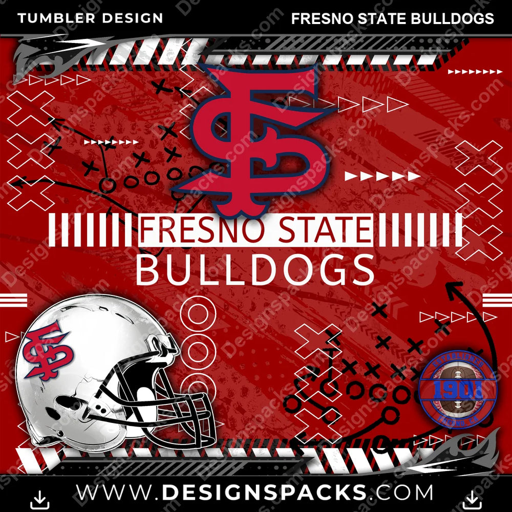 College Sport Xs & Os Fresno State Bulldogs NCAA College Sport Tumbler Digital Wrap Design Download