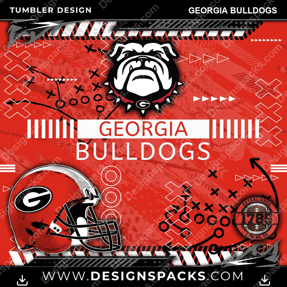 College Sport Xs & Os Georgia Bulldogs NCAA College Sport Tumbler Digital Wrap Design Download