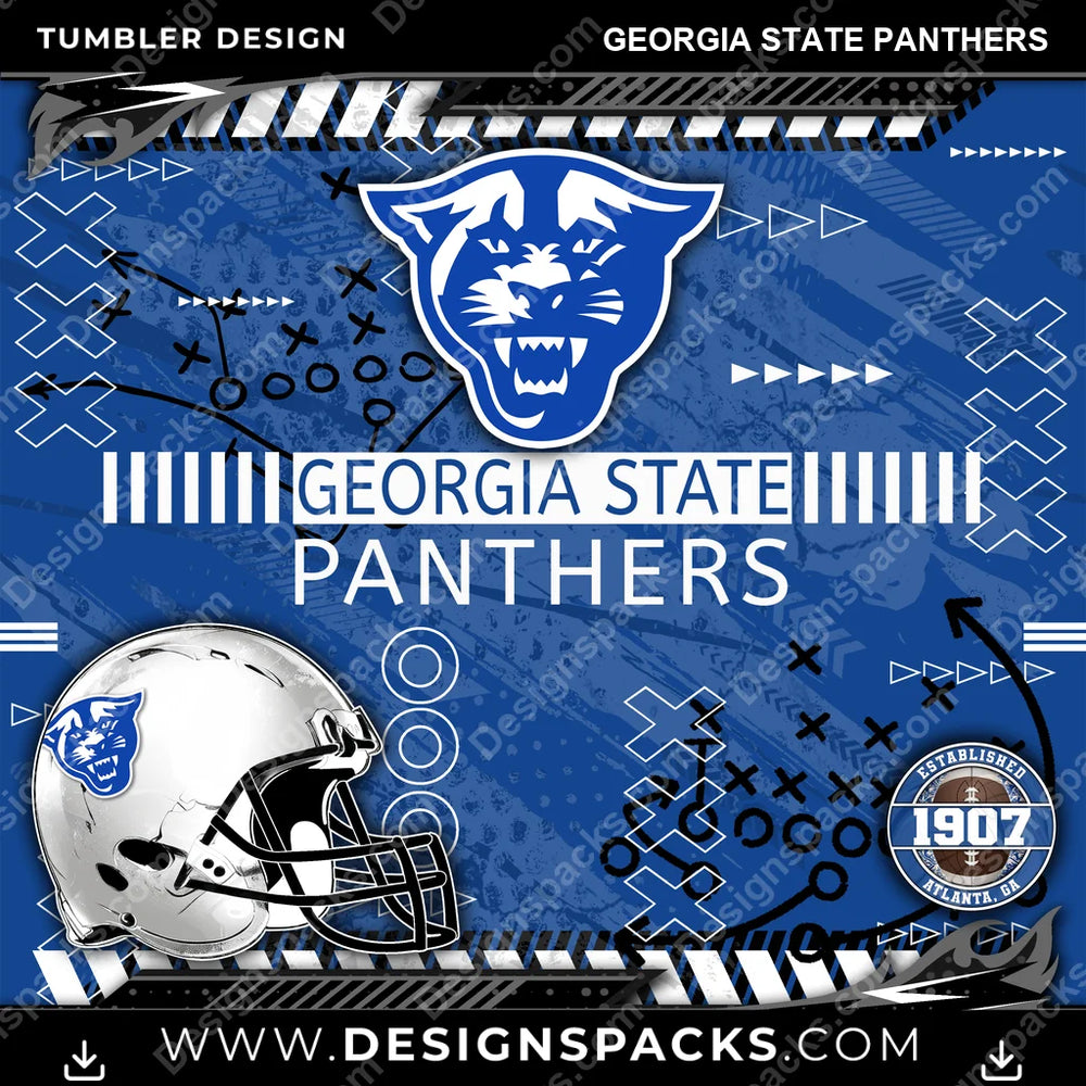 College Sport Xs & Os Georgia State Panthers NCAA College Sport Tumbler Digital Wrap Design Download