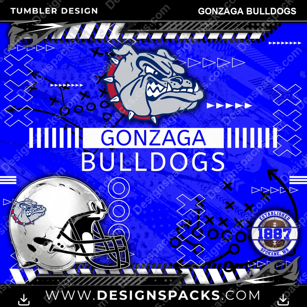 College Sport Xs & Os Gonzaga Bulldogs NCAA College Sport Tumbler Digital Wrap Design Download