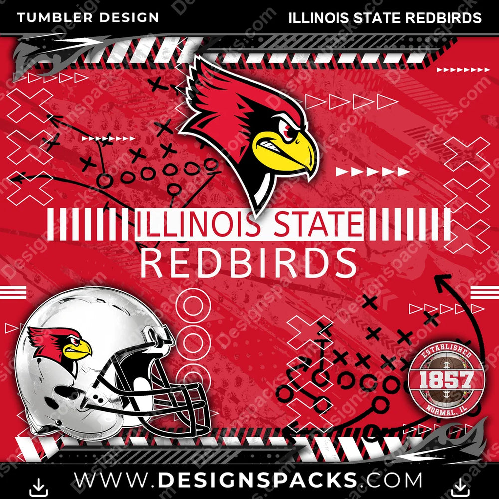 College Sport Xs & Os Illinois State Redbirds NCAA College Sport Tumbler Digital Wrap Design Download