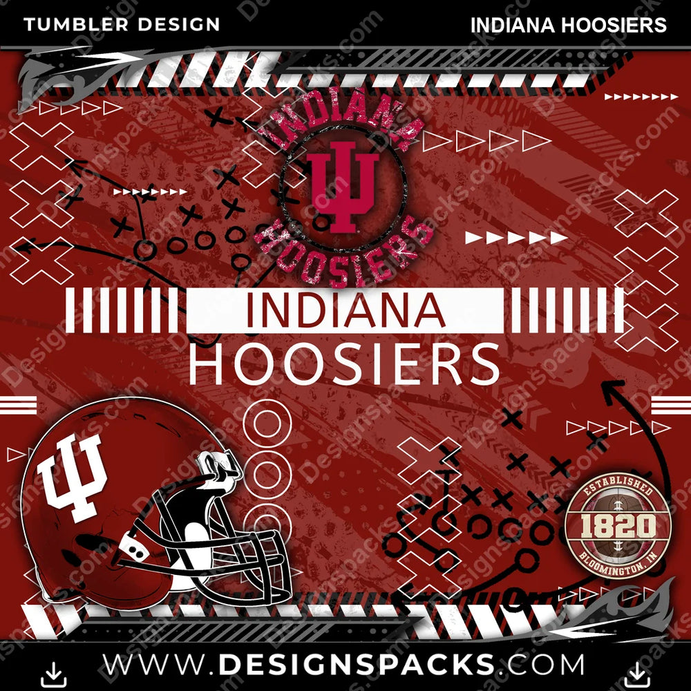 College Sport Xs & Os Indiana Hoosiers NCAA College Sport Tumbler Digital Wrap Design Download