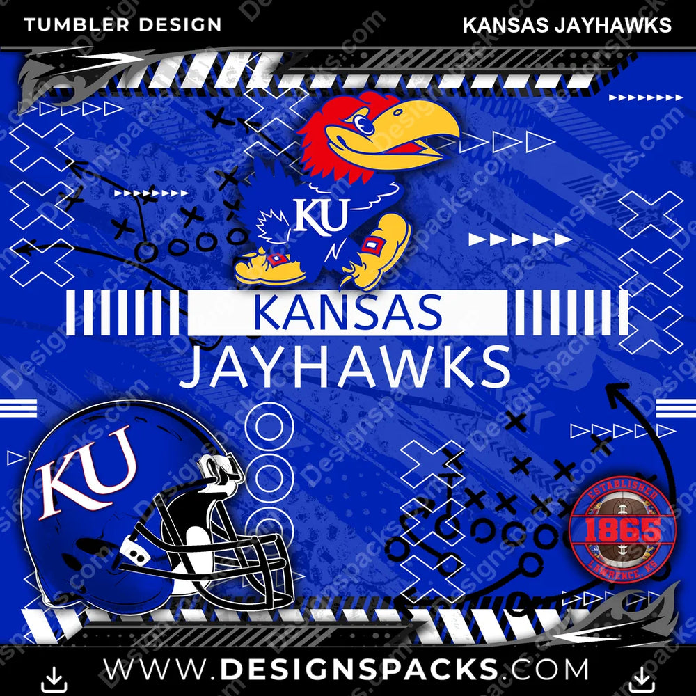 College Sport Xs & Os Kansas Jayhawks NCAA College Sport Tumbler Digital Wrap Design Download