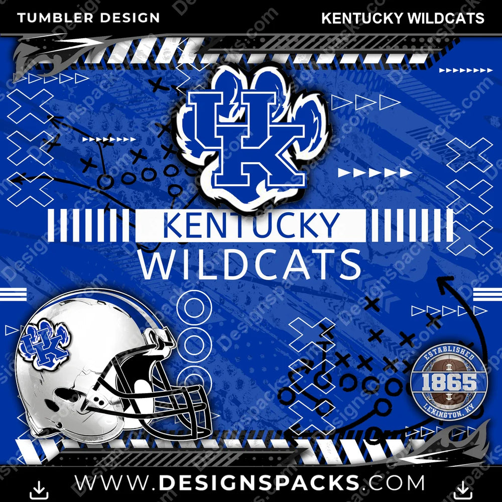 College Sport Xs & Os Kentucky Wildcats NCAA College Sport Tumbler Digital Wrap Design Download