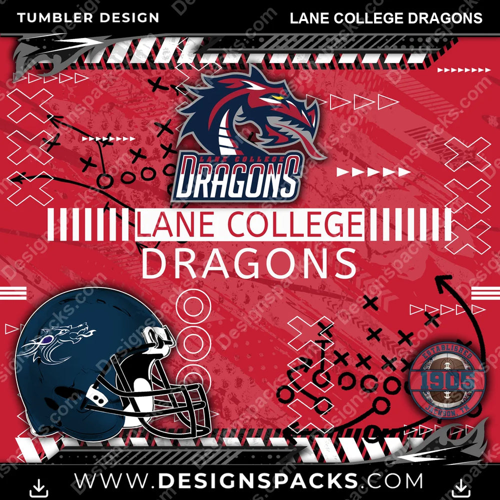 College Sport Xs & Os Lane College Dragons NCAA College Sport Tumbler Digital Wrap Design Download