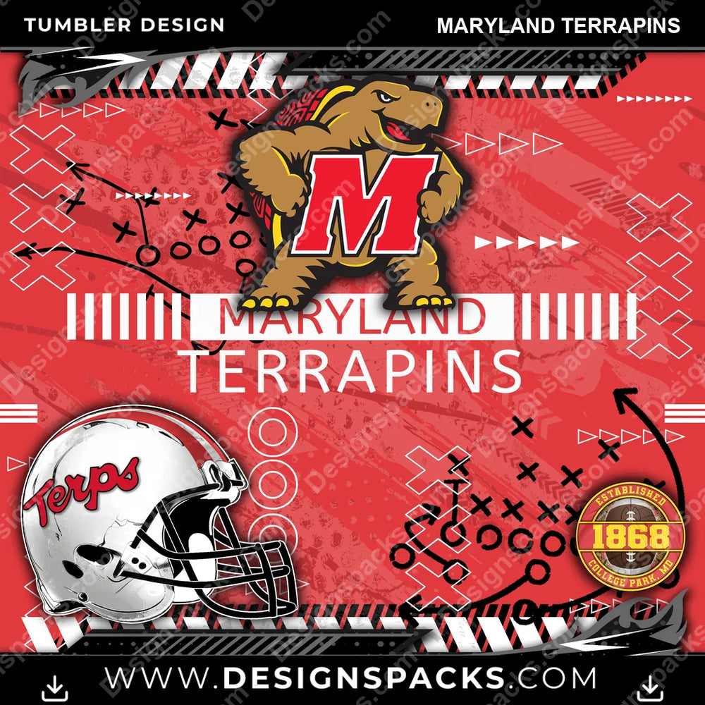 College Sport Xs & Os Maryland Terrapins NCAA College Sport Tumbler Digital Wrap Design Download