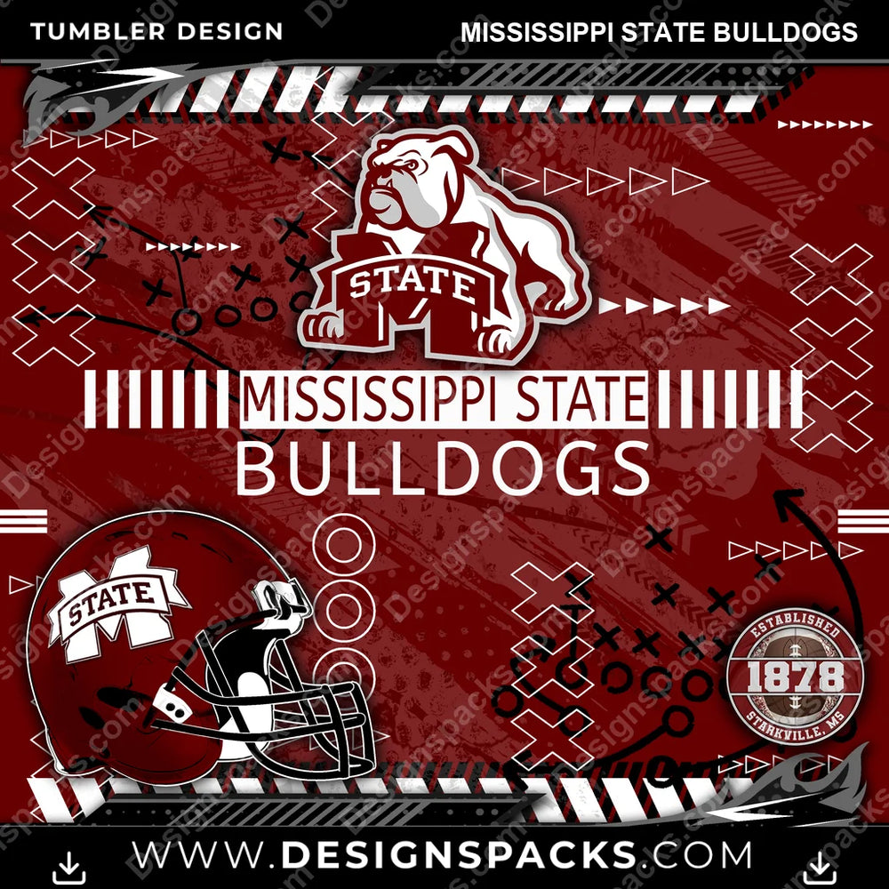 College Sport Xs & Os Mississippi State Bulldogs NCAA College Sport Tumbler Digital Wrap Design Download