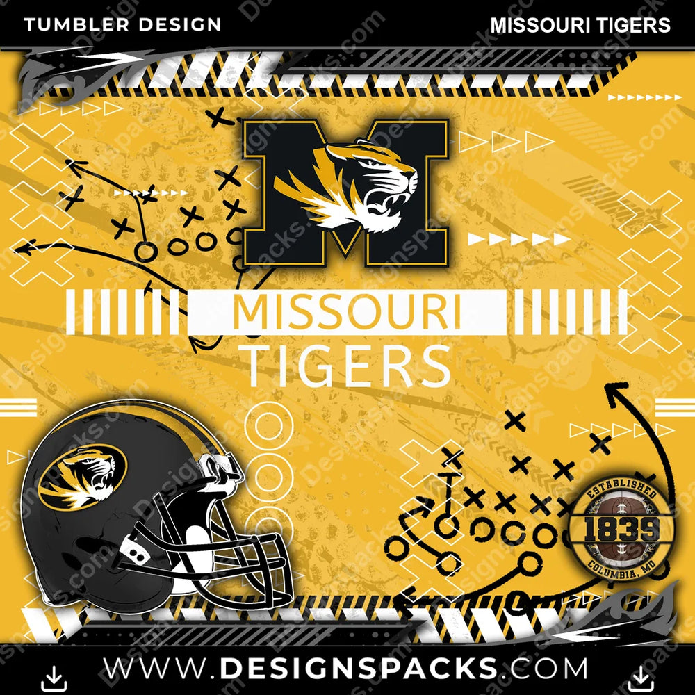 College Sport Xs & Os Missouri Tigers NCAA College Sport Tumbler Digital Wrap Design Download