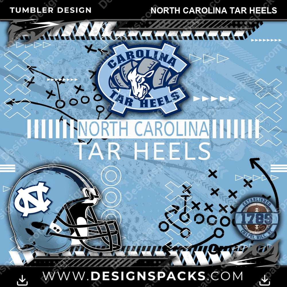 College Sport Xs & Os North Carolina Tar Heels NCAA College Sport Tumbler Digital Wrap Design Download