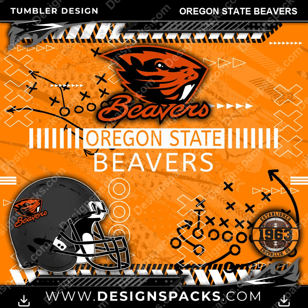 College Sport Xs & Os Oregon State Beavers NCAA College Sport Tumbler Digital Wrap Design Download