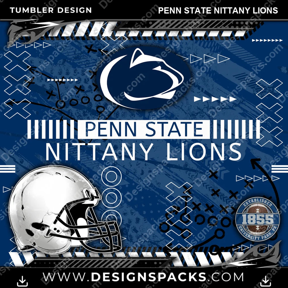 College Sport Xs & Os Penn State Nittany Lions NCAA College Sport Tumbler Digital Wrap Design Download