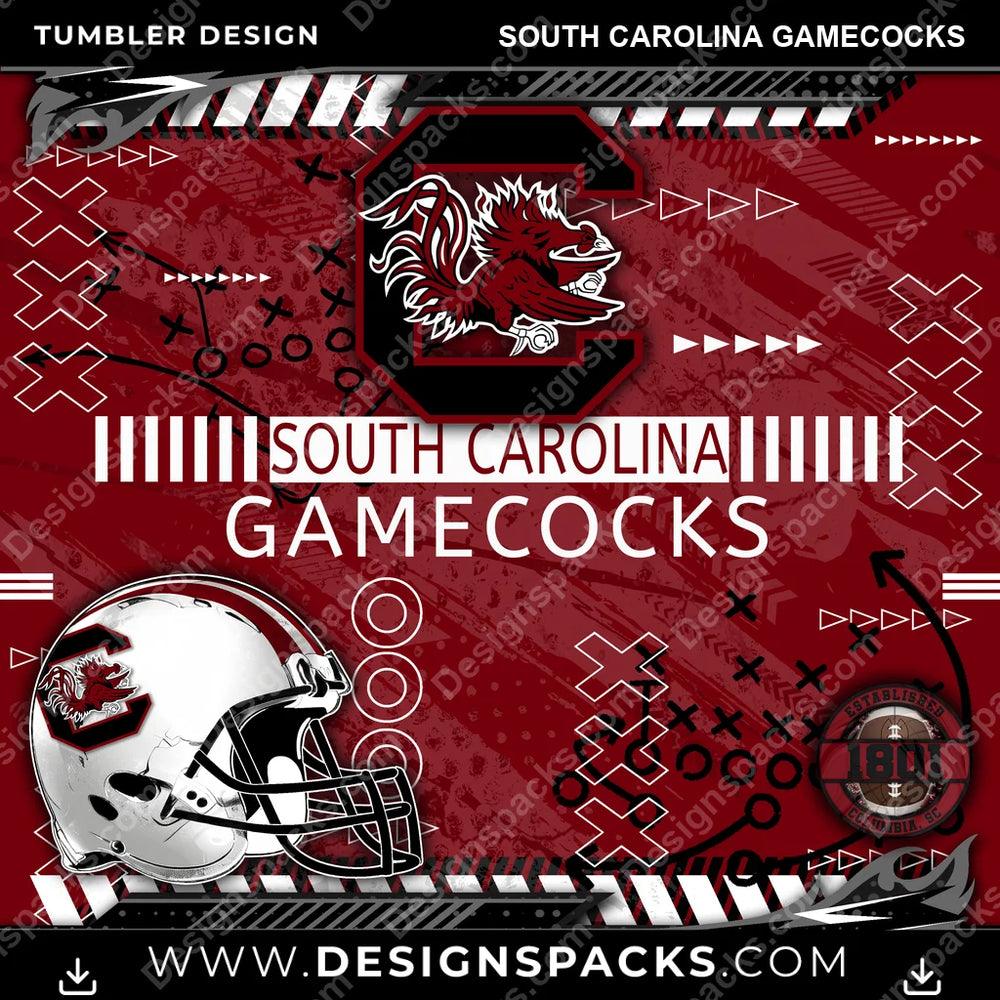 College Sport Xs & Os South Carolina Gamecocks NCAA College Sport Tumbler Digital Wrap Design Download