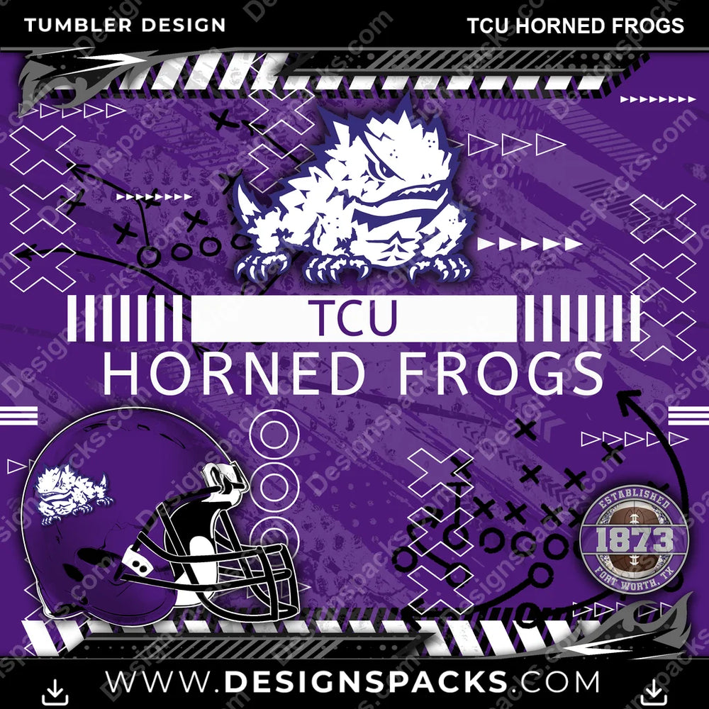 College Sport Xs & Os TCU Horned Frogs NCAA College Sport Tumbler Digital Wrap Design Download