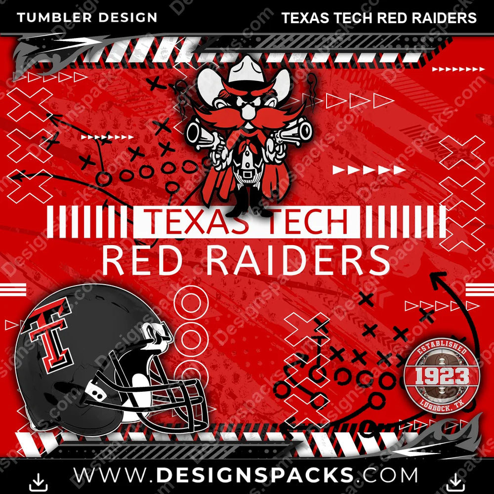 College Sport Xs & Os Texas Tech Red Raiders NCAA College Sport Tumbler Digital Wrap Design Download
