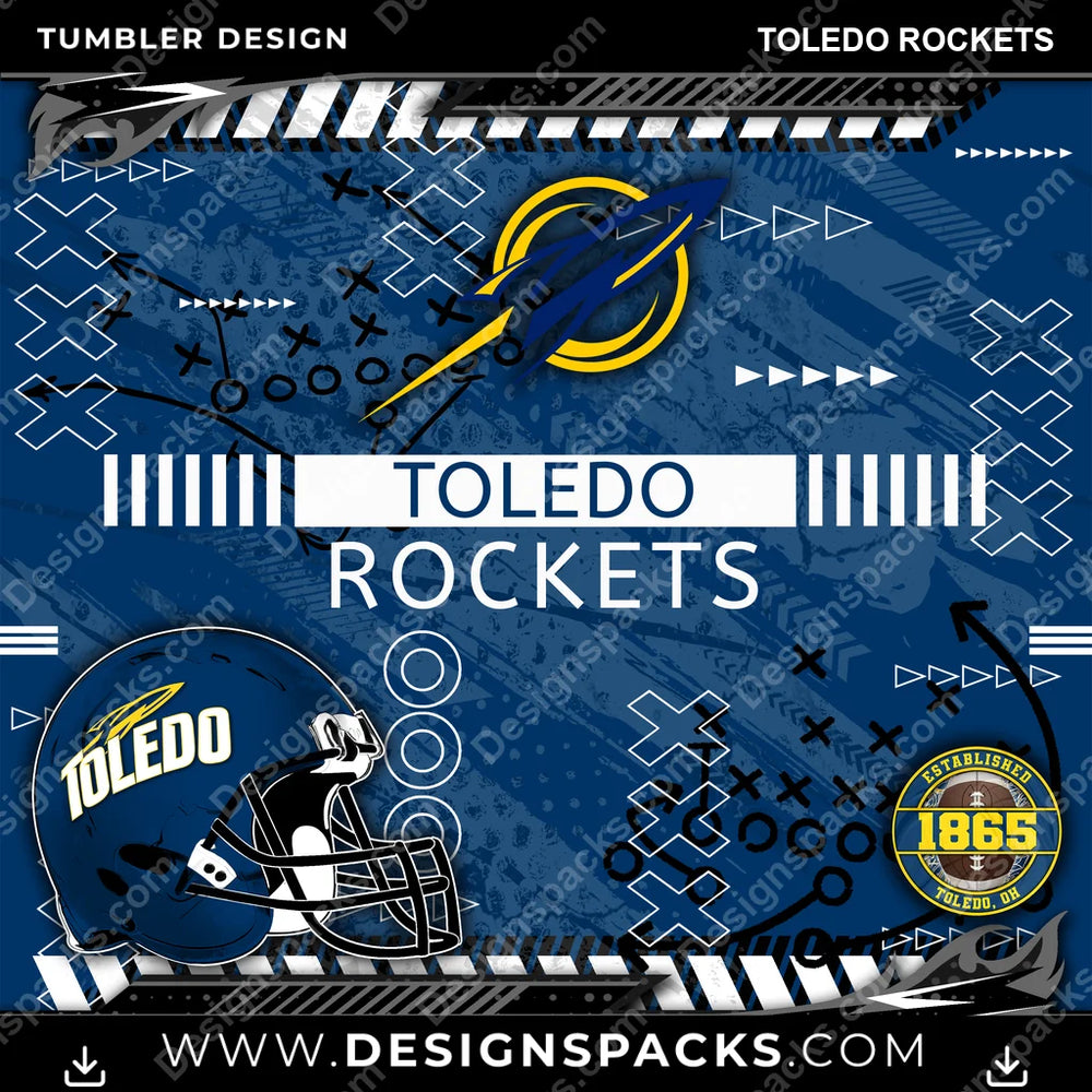 College Sport Xs & Os Toledo Rockets NCAA College Sport Tumbler Digital Wrap Design Download