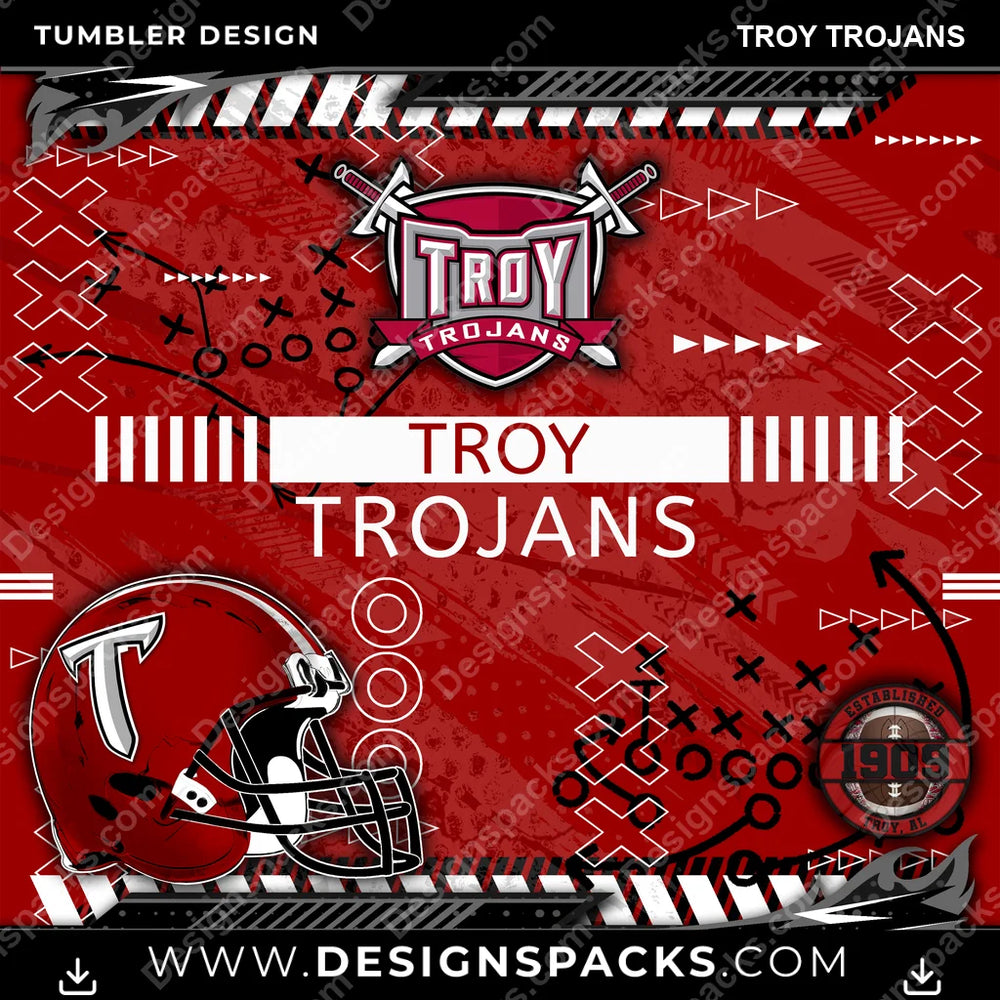 College Sport Xs & Os Troy Trojans NCAA College Sport Tumbler Digital Wrap Design Download