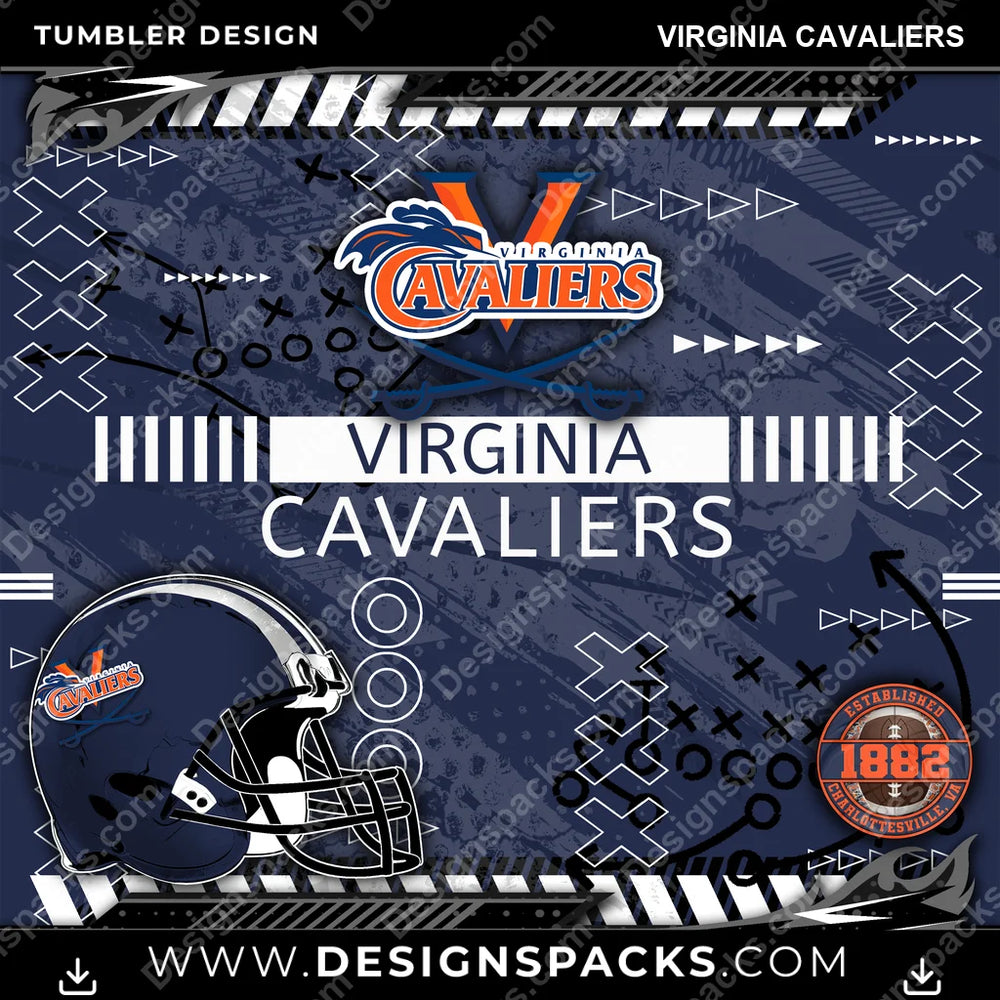 College Sport Xs & Os Virginia Cavaliers NCAA College Sport Tumbler Digital Wrap Design Download