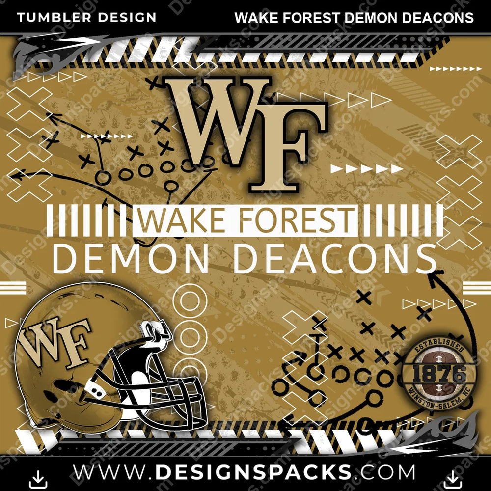 College Sport Xs & Os Wake Forest Demon Deacons NCAA College Sport Tumbler Digital Wrap Design Download